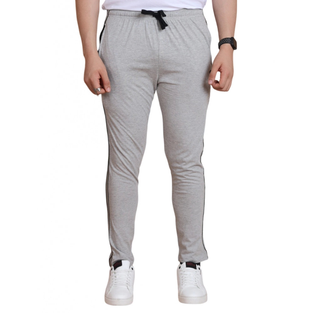 Men's Casual Cotton Striped Full Length Track Pant (Greymelange)